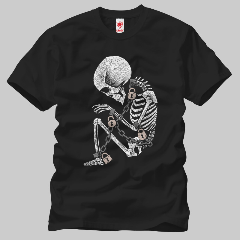 TSEC020101, Crazy, Bones In Chain, Baskılı Erkek Tişört