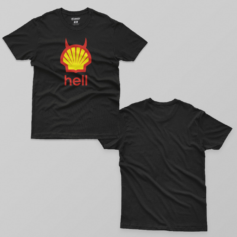 TSEC513801, Crazy, Hell Logo, Baskılı Erkek Tişört