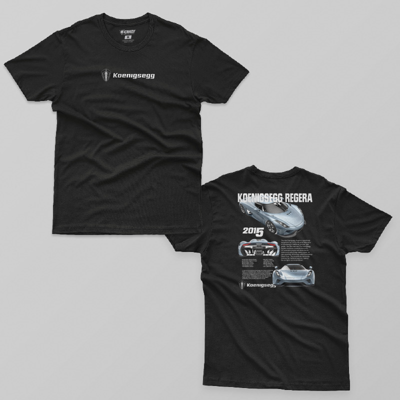 TSEC516901, Crazy, Koenigsegg Regera 2015, Baskılı Erkek Tişört