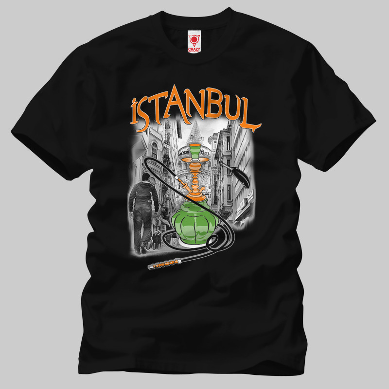 TSEC022001, Crazy, İstanbul: Nargile, Baskılı Erkek Tişört