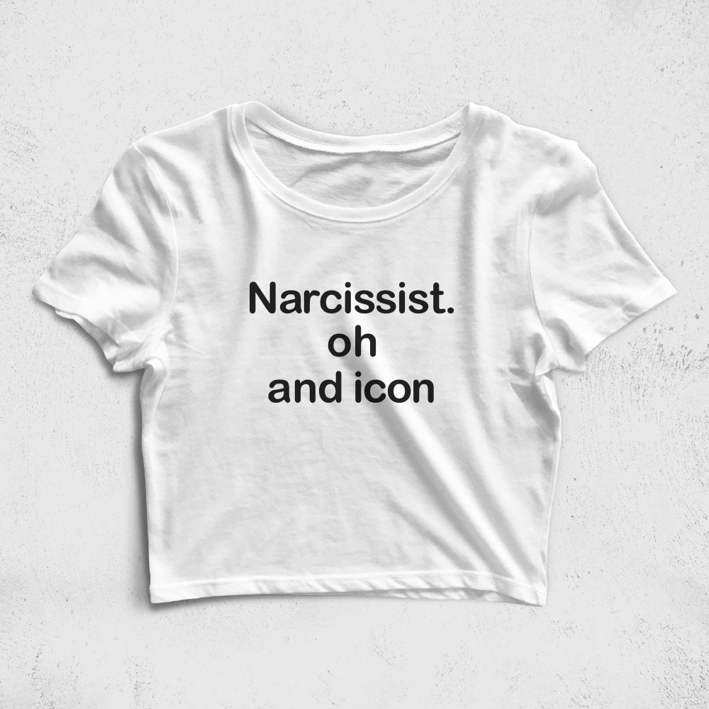 CRPC525006, Crazy, Narcissist Oh And Icon, Baskılı Croptop Tişört