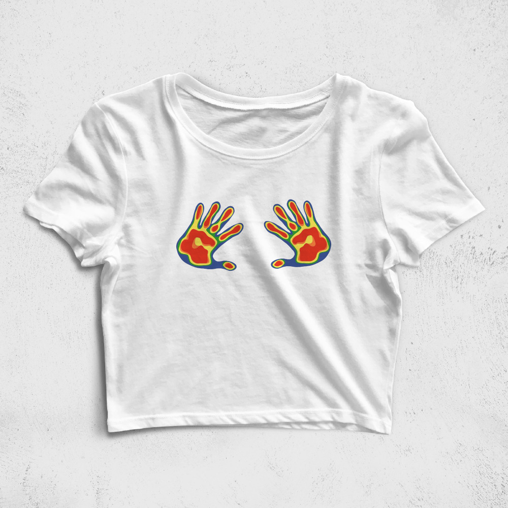CRPC526606, Crazy, Thermal Hand, Baskılı Croptop Tişört