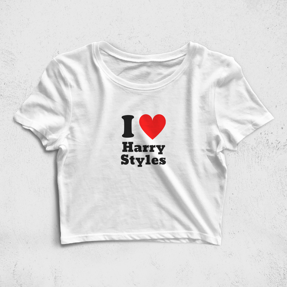 CRPC528306, Crazy, I Love Harry Styles, Baskılı Croptop Tişört
