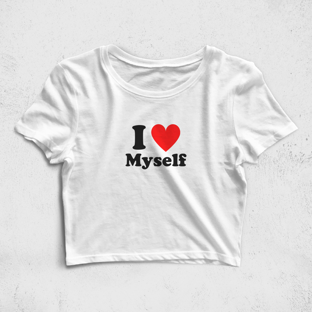 CRPC528506, Crazy, I Love Myself, Baskılı Croptop Tişört