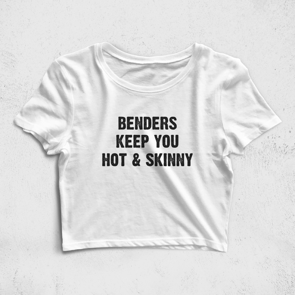 CRPC529606, Crazy, Benders Keep You Hot Skinny, Baskılı Croptop Tişört