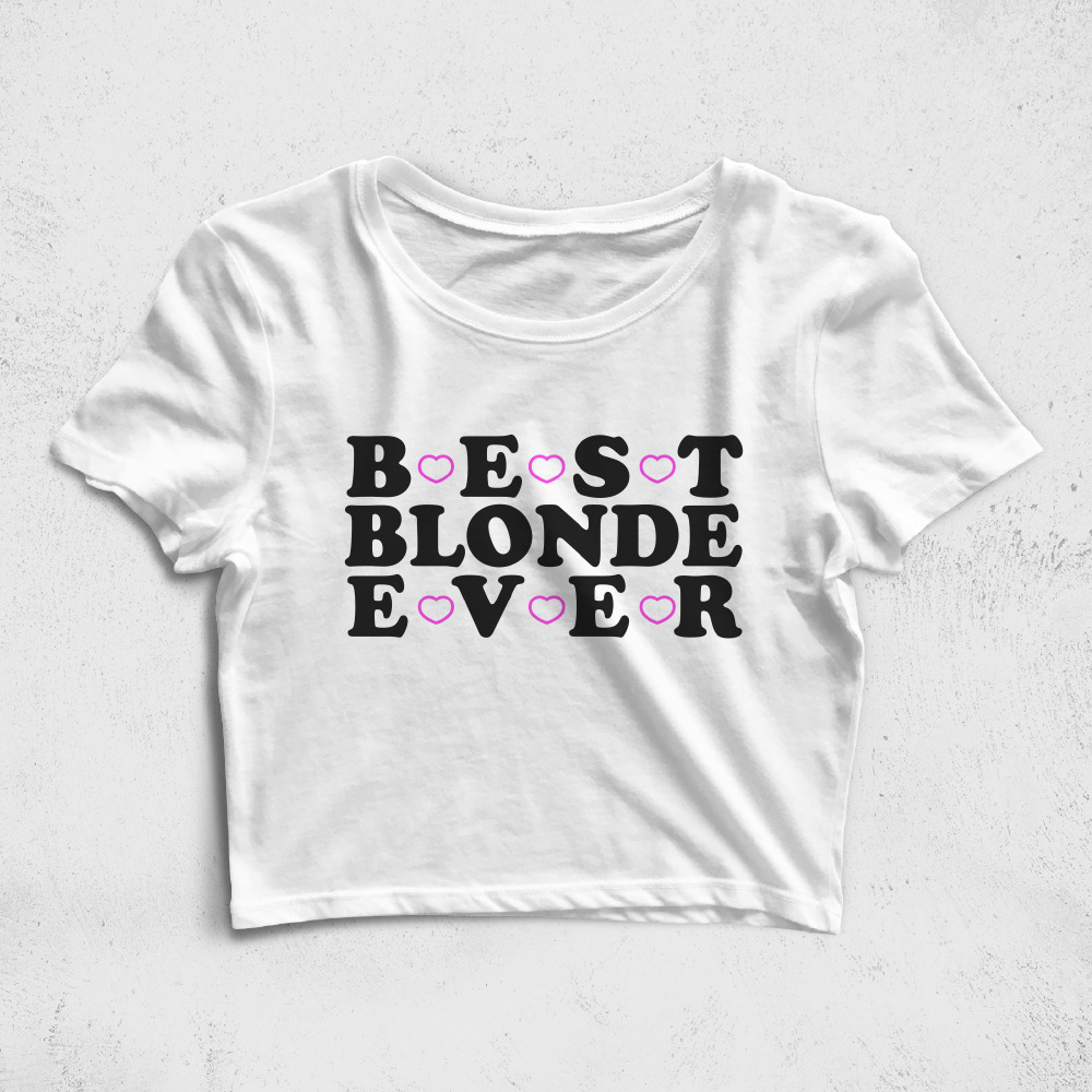 CRPC529706, Crazy, Best Blonde Ever, Baskılı Croptop Tişört