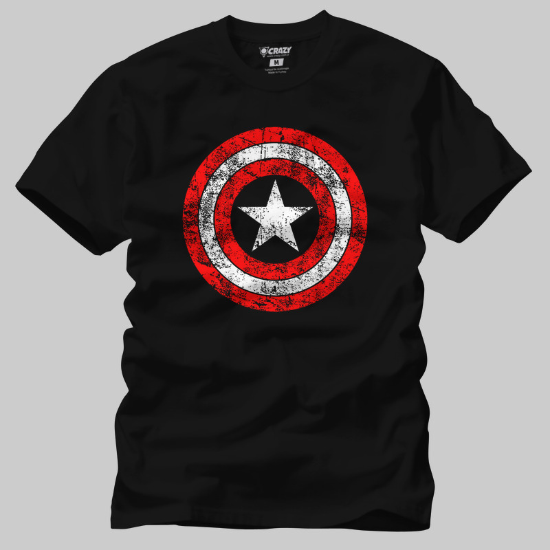 TSEC023601, Crazy, Captain America, Baskılı Erkek Tişört