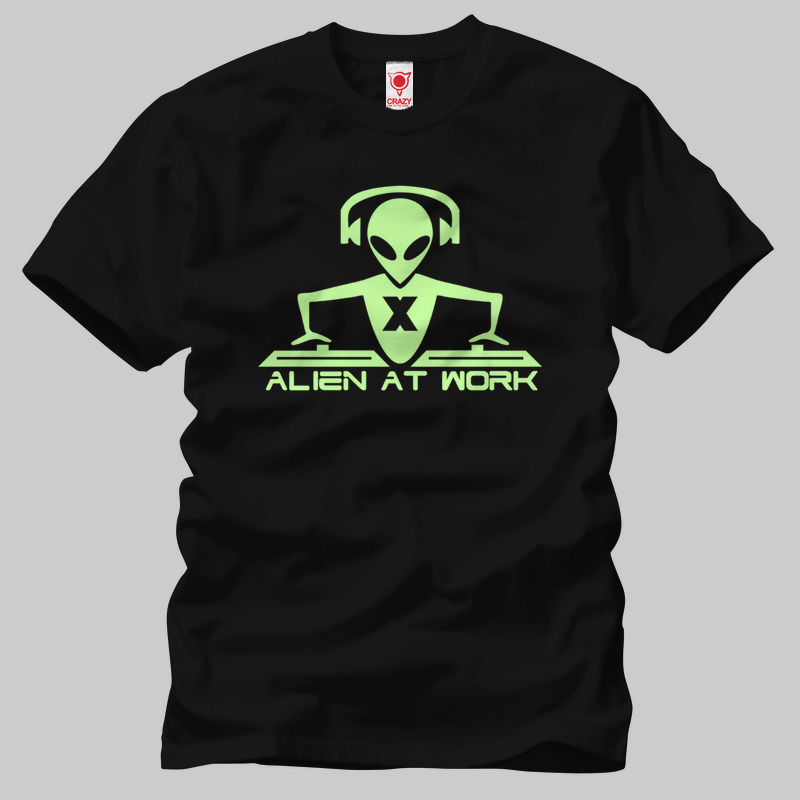 TSEC023801, Crazy, DJ Alien At Work, Baskılı Erkek Tişört