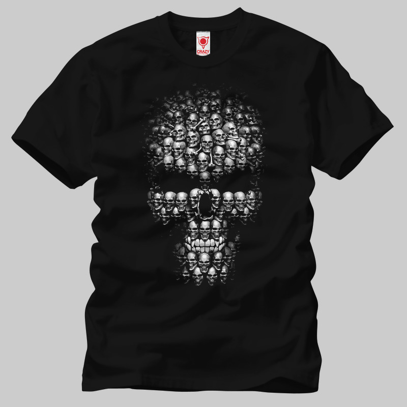 TSEC026001, Crazy, Skull In Skull, Baskılı Erkek Tişört