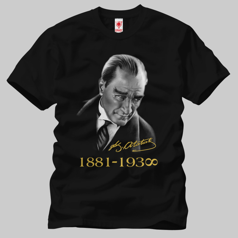 TSEB005101, Crazy, Mustafa Kemal Atatürk, Baskılı Erkek Tişört