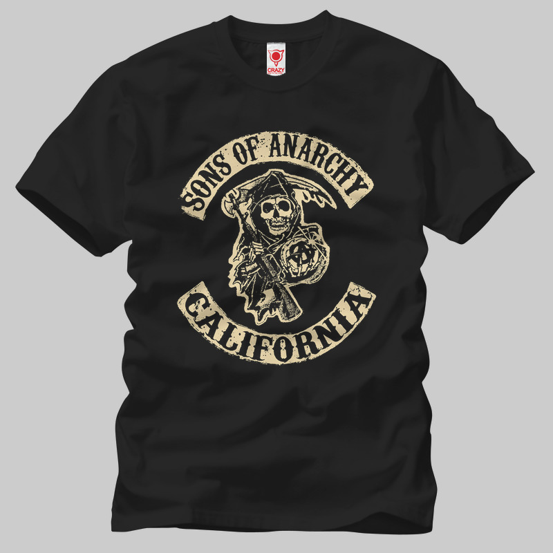 TSEC030201, Crazy, Sons Of Anarchy California, Baskılı Erkek Tişört