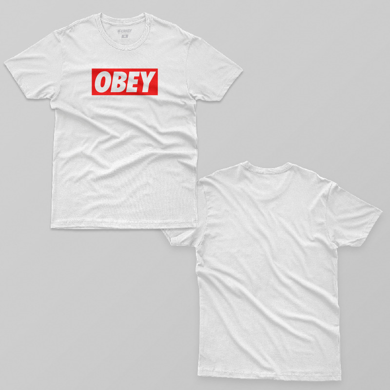 TSEC033006, Crazy, Obey Logo, Baskılı Erkek Tişört