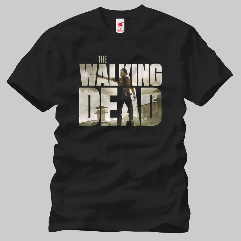 TSEC039401, Crazy, The Walking Dead: Rick Pistol, Baskılı Erkek Tişört