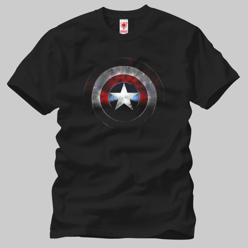 TSEC035101, Crazy, Captain America Shield, Baskılı Erkek Tişört