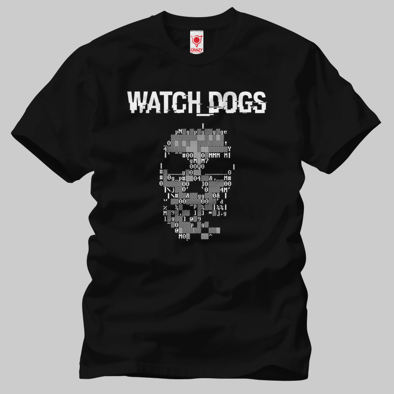 TSEC046001, Crazy, Watch Dogs Skull, Baskılı Erkek Tişört