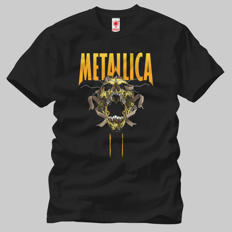 TSEC047501, Crazy, Metallica: Yellow Skull, Baskılı Erkek Tişört