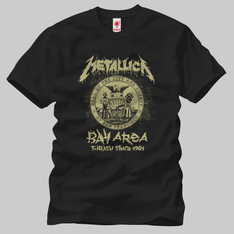 TSEC048901, Crazy, Metallica: Bay Area Crest, Baskılı Erkek Tişört