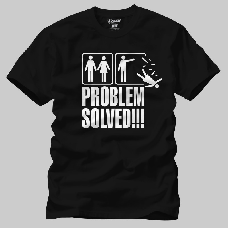 TSEC004601, Crazy, Problem Solved, Baskılı Erkek Tişört