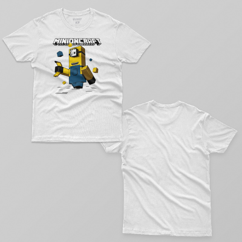TSEC051506, Crazy, Minioncraft, Baskılı Erkek Tişört
