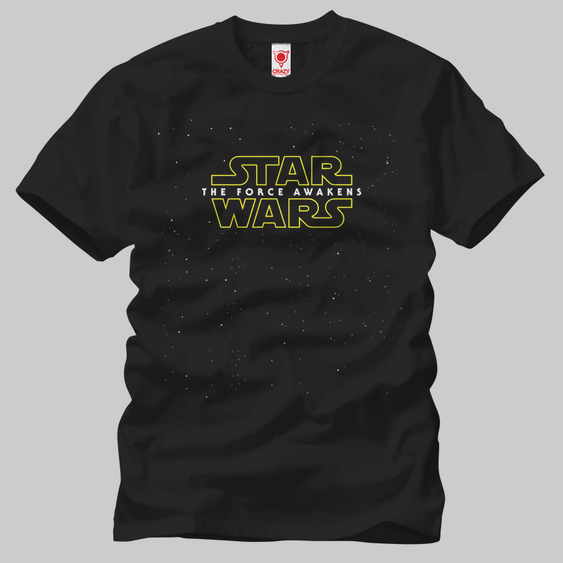 TSEC054901, Crazy, Star Wars: Force Awakens Logo, Baskılı Erkek Tişört