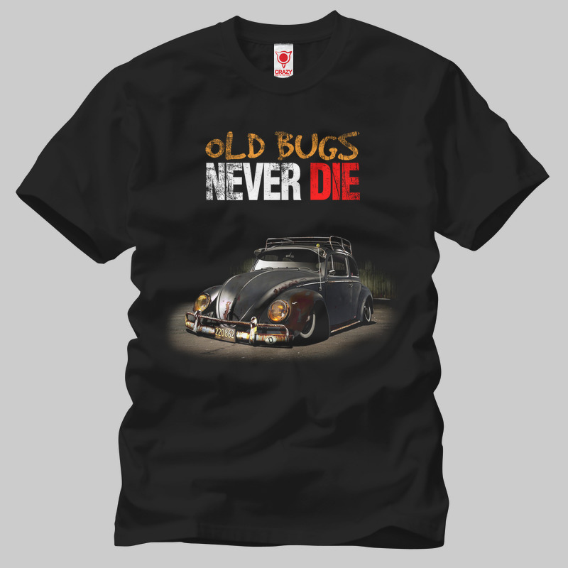 TSEC055201, Crazy, Beetle Never Die, Baskılı Erkek Tişört