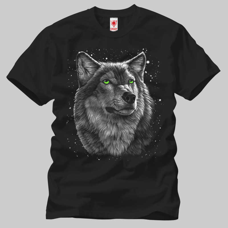 TSEC056601, Crazy, Wolf, Baskılı Erkek Tişört
